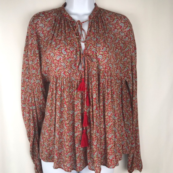 Zara Tops - Zara | TRF Collection Boho Print Top Tassels